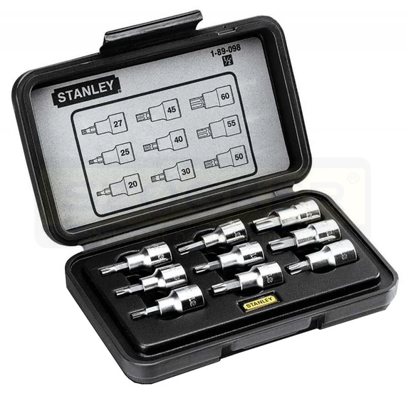 STANLEY 189098 DUGÓKULCS KÉSZLET 1/2 Col 9részes TX 20-60-IG DOBOZ