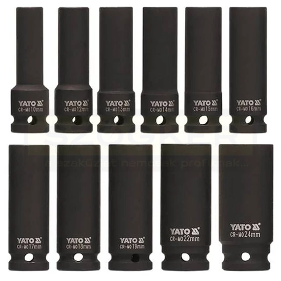 YATO 1054 DUGÓKULCS KÉSZLET GÉPI HOSSZÚ 10-24mm / 11 RÉSZES / 1/2col