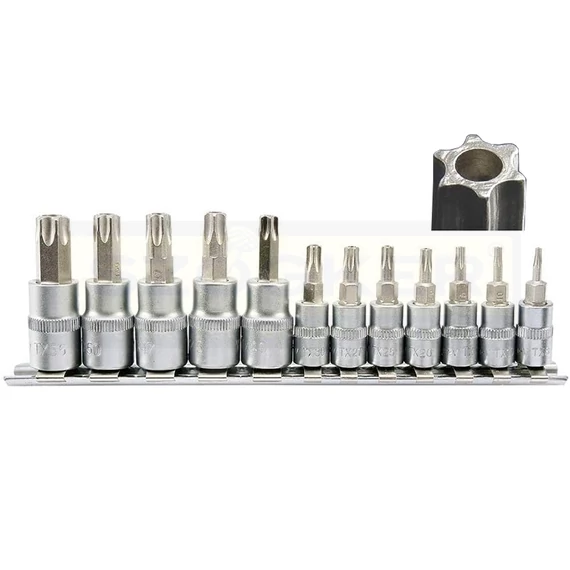 YATO 04332 DUGÓKULCS BEHAJTÓ KÉSZLET TORX 12részes DIN 3120 BIZTONSÁGI