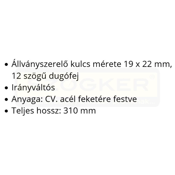 ÁLLVÁNYOZÓ KULCS RACSNIS 19-22 HAJLÍTOTT BGS 310