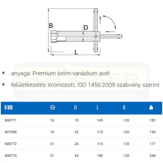 UNIOR 607956 GYERTYAKULCS KÉZI 19-115MM 185/2 CSŐ ALAKÚ