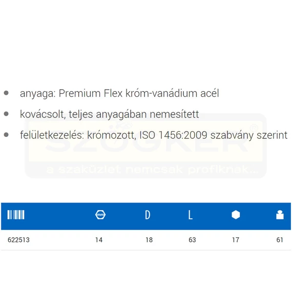 UNIOR 622513 GYERTYAKULCSFEJ 14 3/8col 186.4/2A 12 SZÖGŰ