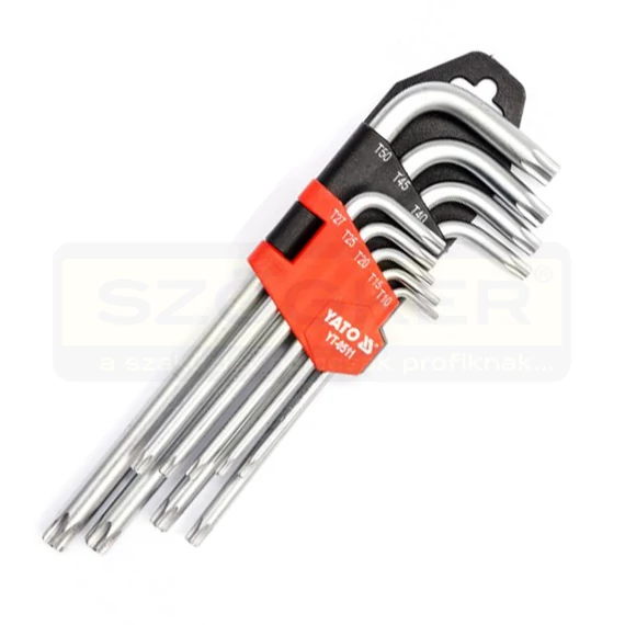 YATO 0512 TORXKULCS KÉSZLET HOSSZÚ T10-T50/09DB-OS BIZTONSÁGI GV.