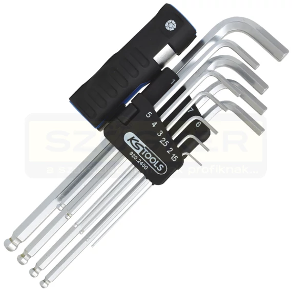 KS TOOLS 920.2400 IMBUSZKULCS KÉSZLET 01,5-10/10DB-OS HOSSZÚ GÖMB