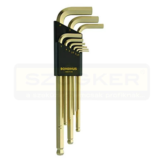 IMBUSZKULCS KÉSZLET GÖMBVÉGŰ BLX9MG 1.5-10  9DB-OS ARANY BONDHUS 38099