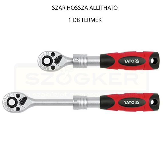 YATO 0297 DUGÓKULCS RACSNIS HAJTÓ 1/4col ÁLLÍTHATÓ 150-200mm CrV6135