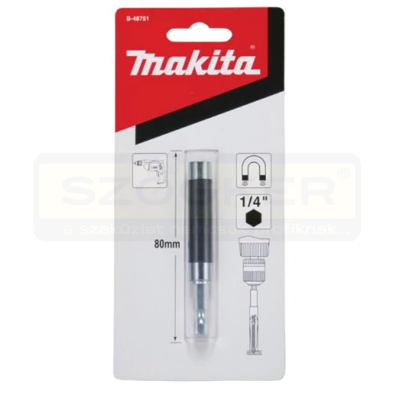 MAKITA B-48751 BEHAJTÓSZÁR BITHEZ MÁGNESES 80mm  1/4col CSAVARTARTÓVAL