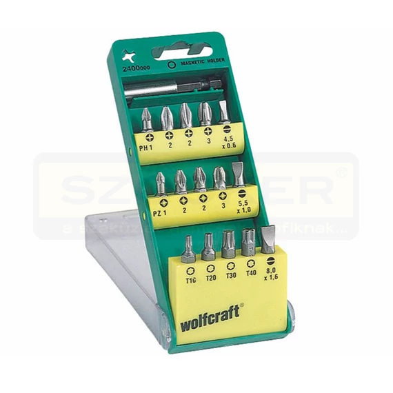 WOLFCRAFT 2400000 BEHAJTÓHEGY KÉSZLET 16 részes /3EH,4PH,4PZ,4TX,+SZÁR/