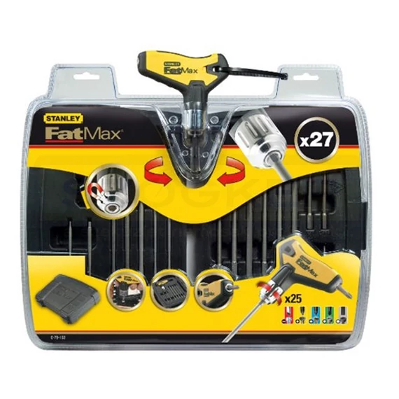 STANLEY 079153 BEHAJTÓHEGY KÉSZLET 27részes T-HAJTÓKARRAL