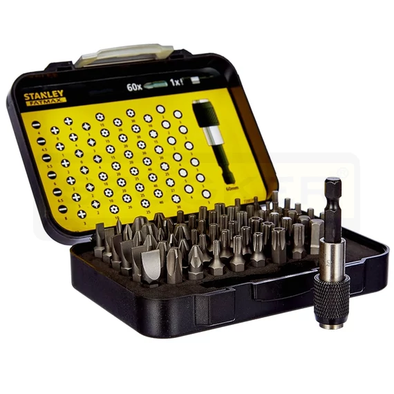 STANLEY 113902 BEHAJTÓHEGY KÉSZLET 61 RÉSZES 1/4col 60BIT+SZÁR