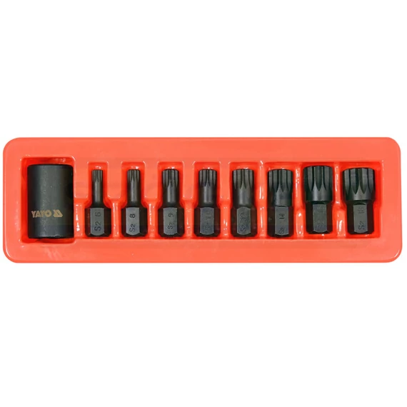 YATO 10663 BEHAJTÓHEGY KÉSZLET 1/2c SPLINE M6-M18 / 9 RÉSZES