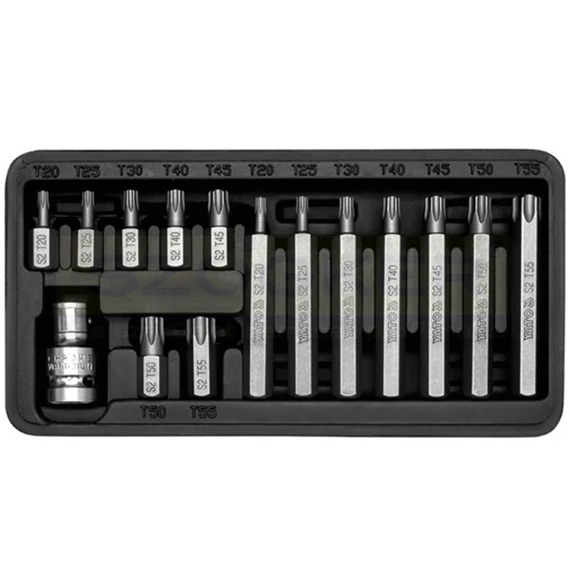 YATO 0411 BEHAJTÓHEGY KÉSZLET TORX TX20-TX55/15részes