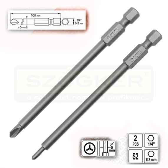 YATO 0493 BEHAJTÓHEGY KÉSZLET 2R.100mm TRI-WING 0*100,1*100