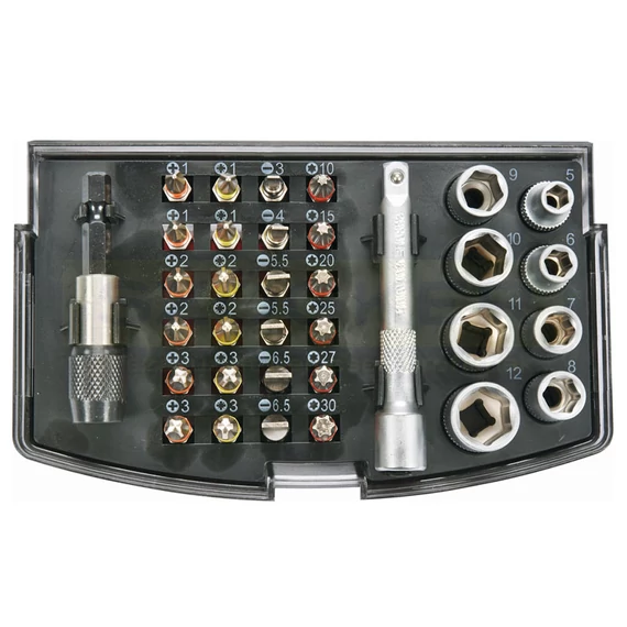 YATO 04623 BEHAJTÓHEGY KÉSZLET 34 részes 1/4COL 6,3mm