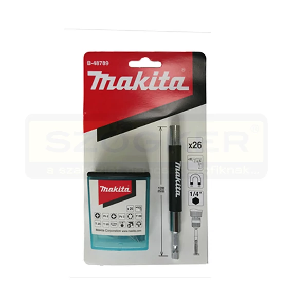 MAKITA B-48789 BEHAJTÓHEGY KÉSZLET MÁGNESES 26db PH,PZ,TX +TARTÓ+BEHAJTÓ