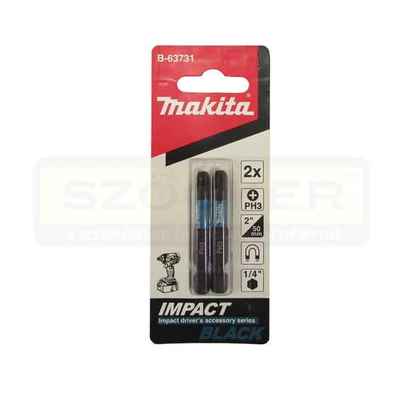 MAKITA B-63731 BEHAJTÓHEGY PH3 1/4c C6,3 50mm IMPACT BLACK MÁGNESES 2DB/CS