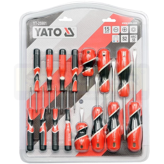 YATO 25981 CSAVARHÚZÓ KÉSZLET 15DB-OS /6EH,5PH,4TX/