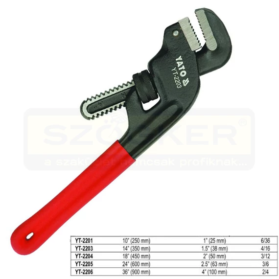 YATO 2203 CSŐFOGÓ RIDGID TÍPUS 14col 350mm AMERIKAI ALAK ÁLLÍTHATÓ
