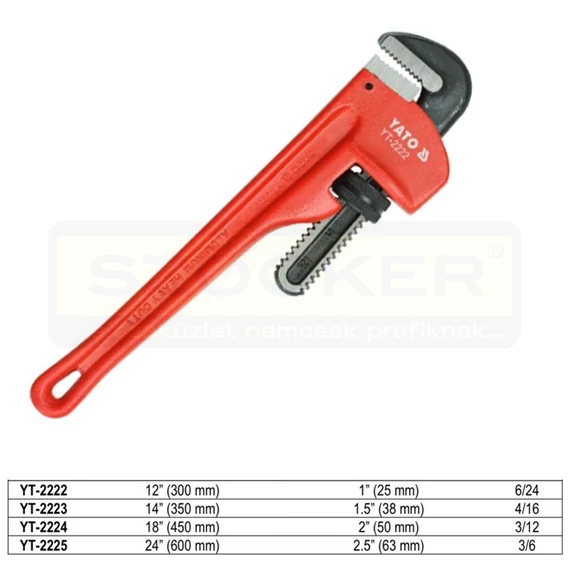 YATO 2222 CSŐKULCS 1/0col 300mm 90° VASTAG SZÁRRAL-ÁLLÍTHATÓ