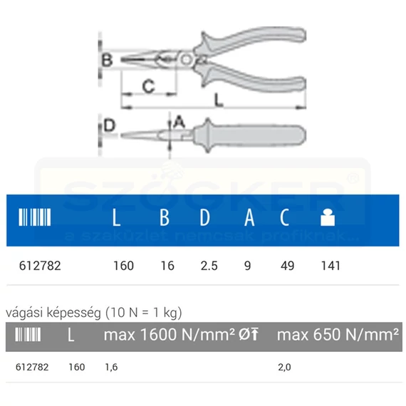UNIOR 612782 ELEKTRONIKAI FOGÓ 160mm 514/1BI TÖBBFUNKCIÓS