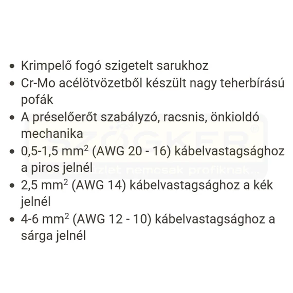 HANS 040401-0880 ÉRVÉG FOGÓ 230mm 0,5-6 SZIGETELT SARUKHOZ