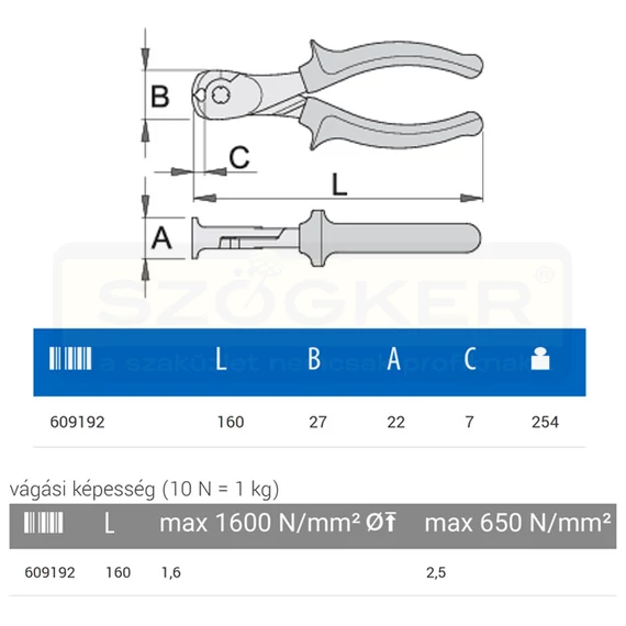 UNIOR 609192 HOMLOKCSÍPŐ FOGÓ 160mm 455/1 BI