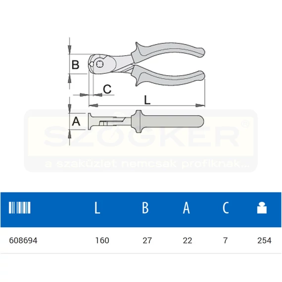 UNIOR 608694 HOMLOKCSÍPŐ FOGÓ 160mm 455/4G