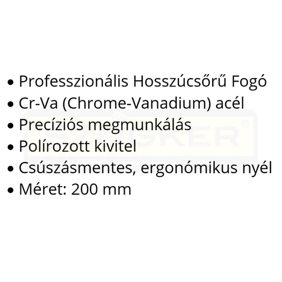 YATO 2018 HOSSZÚCSŐRŰ FOGÓ 200mm DIN 5745