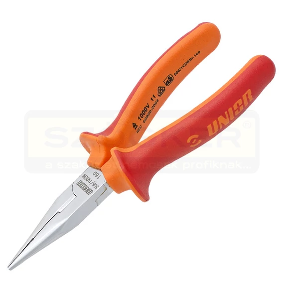 UNIOR 610435 VDE FÉLKEREKCSŐRŰ FOGÓ 160mm 506/1VDEBI PIROS-NARANCS