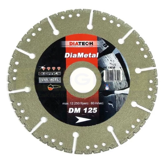 DIATECH DM125 VÁGÓKORONG SZEGMENS D125*22,2 DIAMETAL GYÉMÁNTSZEMCSÉS