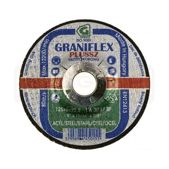 TISZTÍTÓKORONG ACÉLH. D125*6A 22LYUK 1A 30 S7 BF T41 LAPOS GRANIT-GRANIFLEX