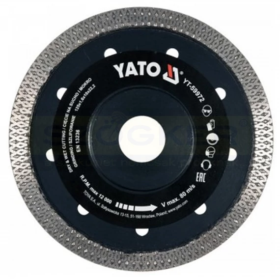 YATO 59972 VÁGÓKORONG CSEMPE D125*10/22.2 GYÉMÁNTSZEMCSÉS