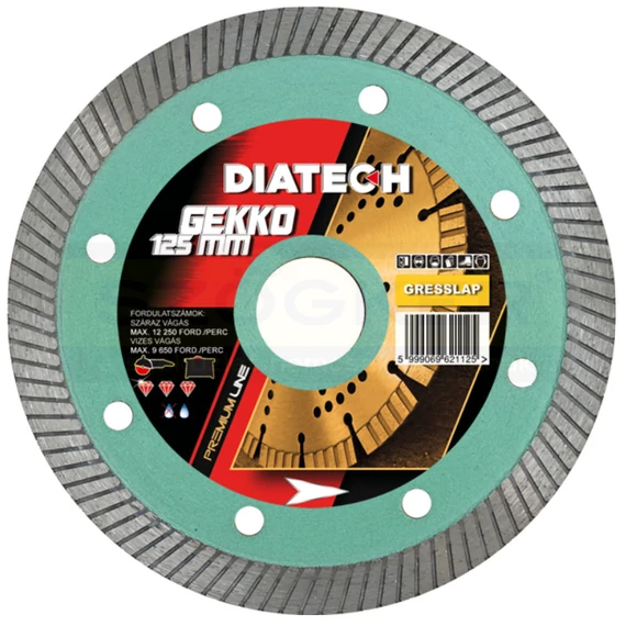 DIATECH GK125 VÁGÓKORONG TURBO D125*22,2 GEKKO GYÉMÁNTSZEMCSÉS