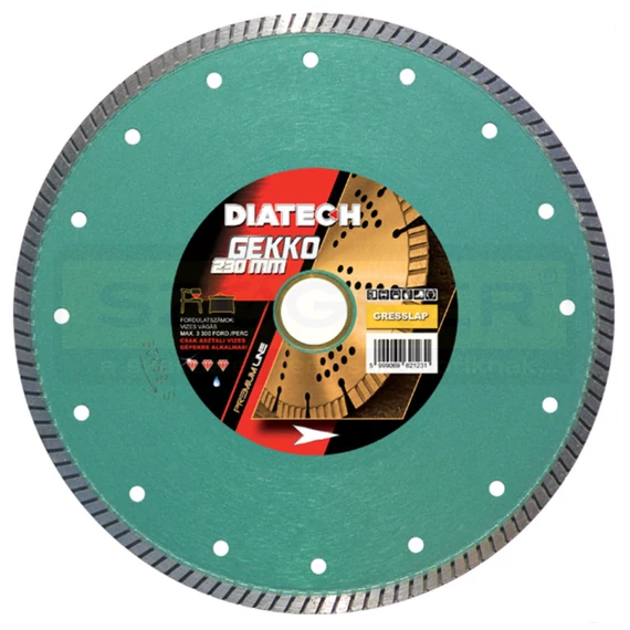 DIATECH GK230 VÁGÓKORONG TURBO D230*30/25,4 GEKKO GYÉMÁNTSZEMCSÉS
