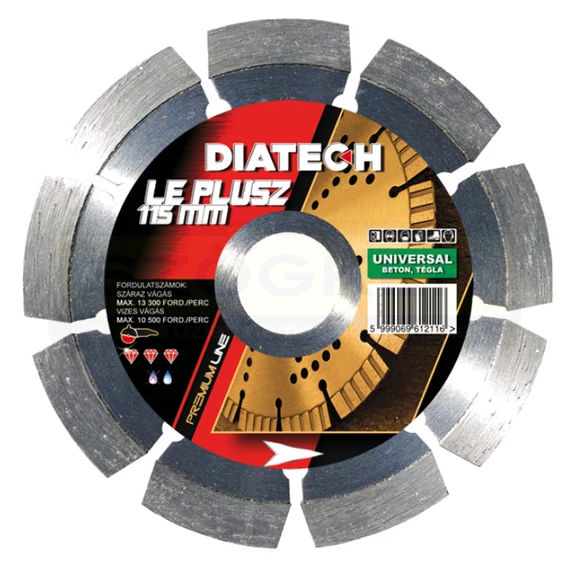DIATECH LE115P VÁGÓKORONG SZEGMENS D115*22,2 LE PLUSZ GYÉMÁNTSZEMCSÉS