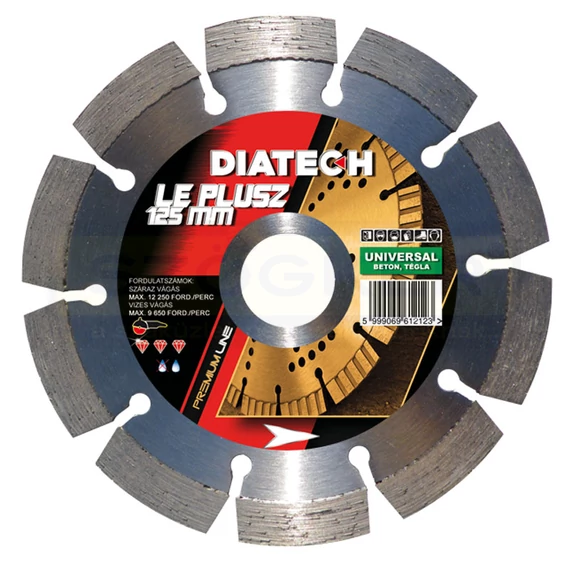 DIATECH LE125P VÁGÓKORONG SZEGMENS D125*22,2 LE PLUSZ GYÉMÁNTSZEMCSÉS