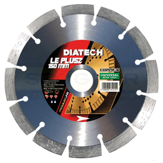 DIATECH LE150P VÁGÓKORONG SZEGMENS D150*22,2 LE PLUSZ GYÉMÁNTSZEMCSÉS