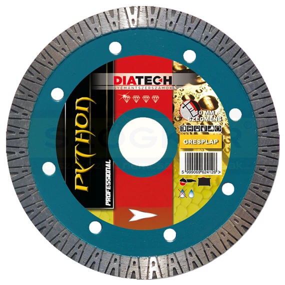 DIATECH PT125 VÁGÓKORONG TURBO D125*22,2 PYTHON GYÉMÁNTSZEMCSÉS