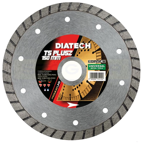 DIATECH TS150P VÁGÓKORONG TURBO D150*22,2 TS PLUSZ GYÉMÁNTSZEMCSÉS