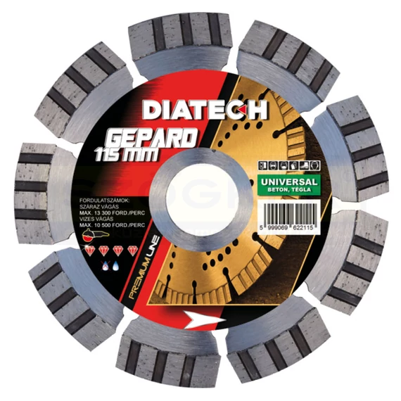 DIATECH GE115 VÁGÓKORONG TURBO D115*22,2 GEPARD GYÉMÁNTSZEMCSÉS