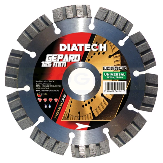 DIATECH GE125 VÁGÓKORONG TURBO D125*22,2 GEPARD GYÉMÁNTSZEMCSÉS