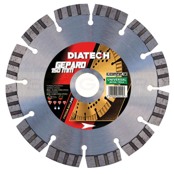 DIATECH GE150 VÁGÓKORONG TURBO D150*22,2 GEPARD GYÉMÁNTSZEMCSÉS