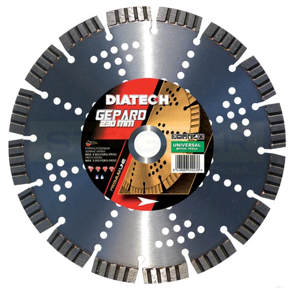 DIATECH GE230 VÁGÓKORONG TURBO D230*22,2 GEPARD GYÉMÁNTSZEMCSÉS
