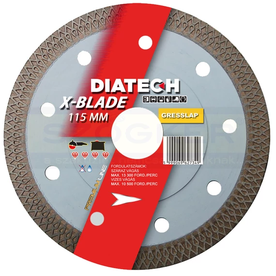 DIATECH XB115 VÁGÓKORONG D115*30*22,2LYUK X-BLADE GRES ÉS MÁRVÁNY LAPHOZ