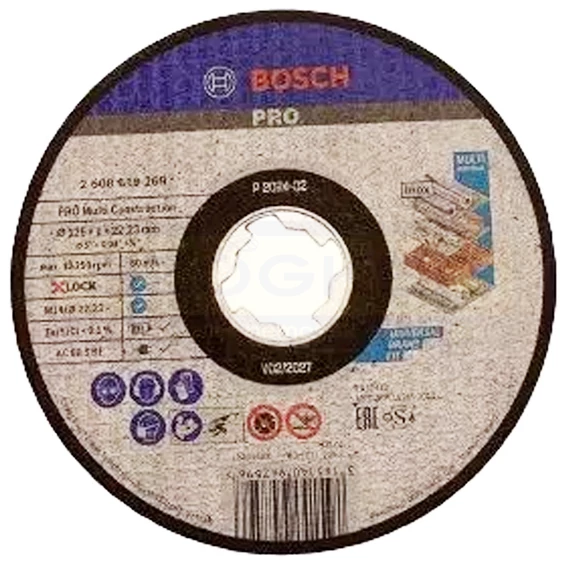 BOSCH 2608619269 VÁGÓKORONG KŐ, FÉM D125*1.0 XLOCK GYORSBEFOGÁS ACS60V T41