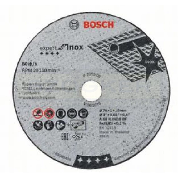 BOSCH 2608601705 Csiszolókorong INOX D076*4.0Q 10LYUK 2DB/DOBOZ A60R INOX BF