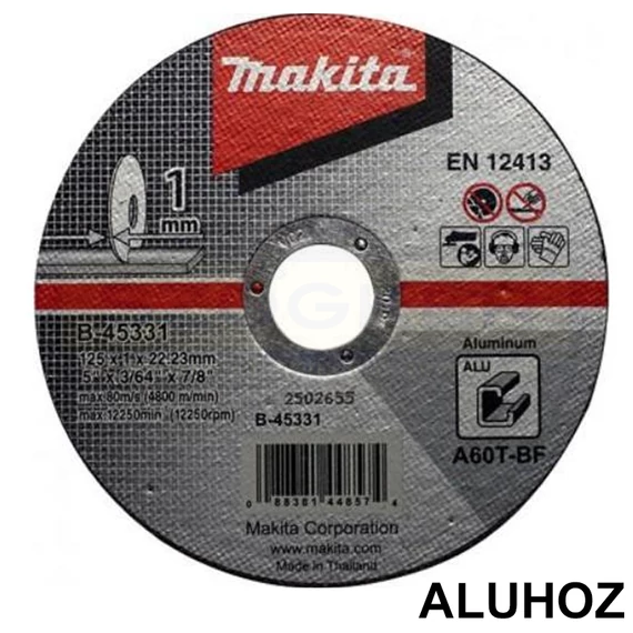 MAKITA B-45331 VÁGÓKORONG ALUHOZ D125*1.0ALU 22LYUK A60T-BF T41 LAPOS