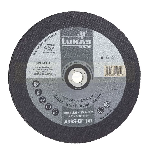 PREMIUMFLEX VÁGÓKORONG ACÉLHOZ D300*2.6A 25,4LYUK A36S T41 LAPOS