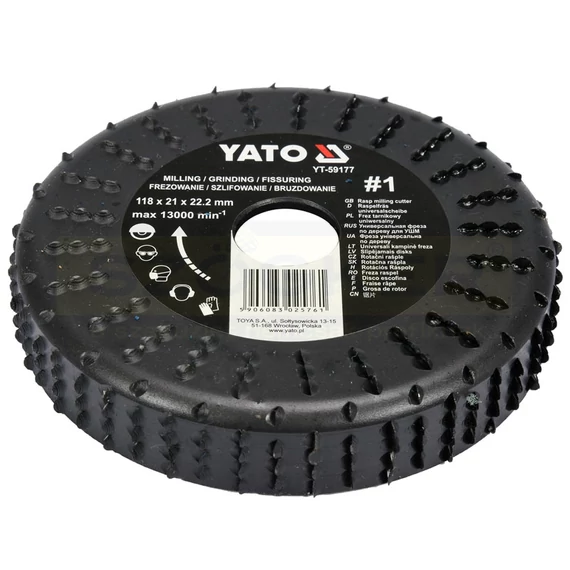 YATO 59177 CSISZOLÓTÁRCSA D118*22*21 NR1 FA, SEJTBETON, MŰANYAG, GIPSZ