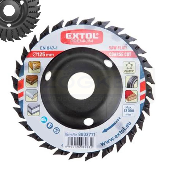 FAFORGÁCSOLÓ KORONG D125X22,2 KOMBINÁLT TÁRCSA EXTOL PREMIUM 8803711